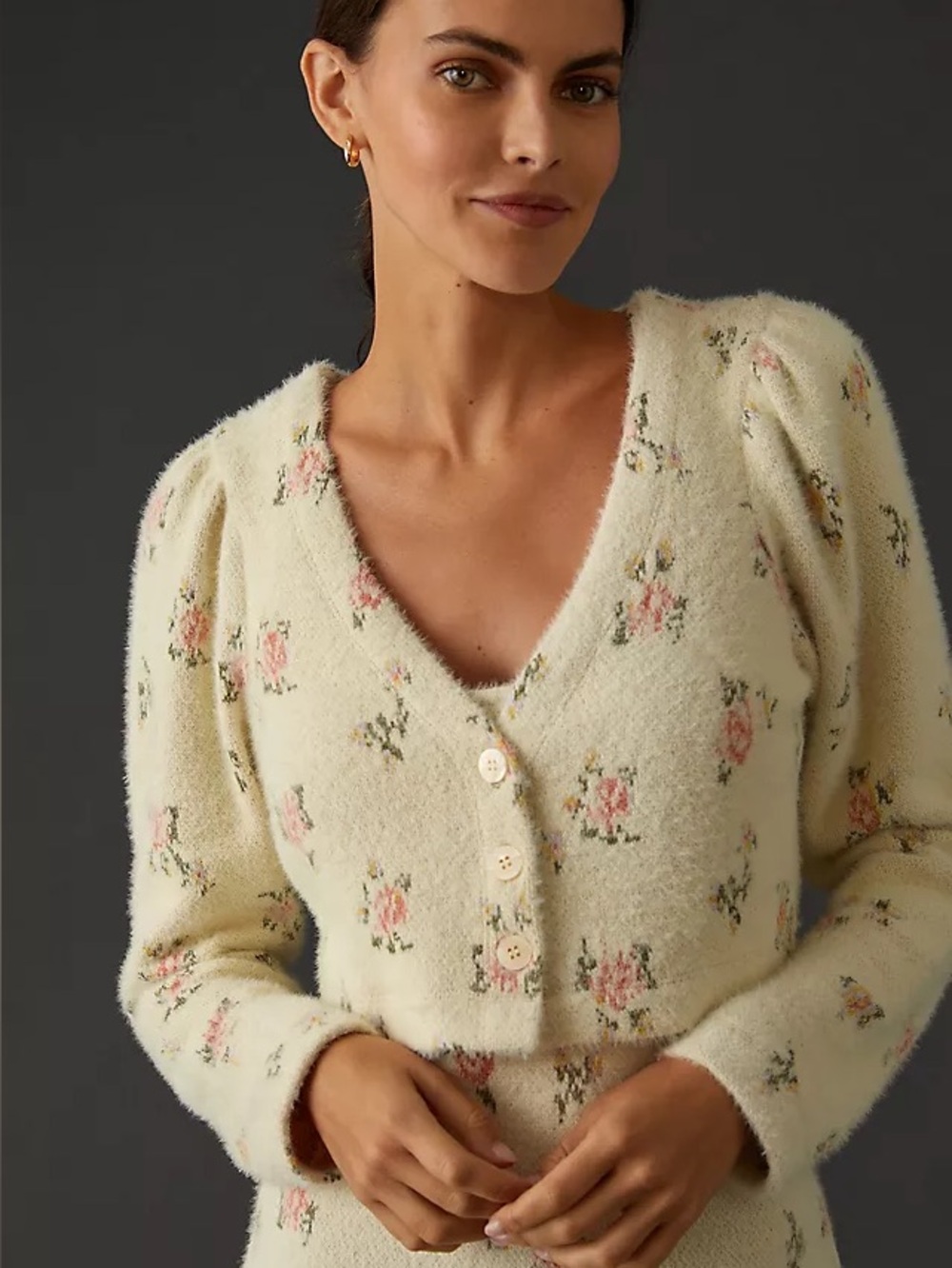 Daily Practice Cropped Floral Cardigan